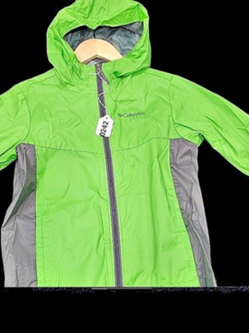 Columbia Girls Small Green Gray Rain Jacket #0242